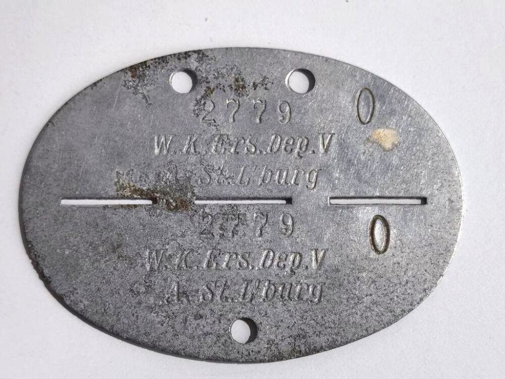 Erkennungsmarke Wehrmacht aus Aluminium eines Angehörigen W K Ers D