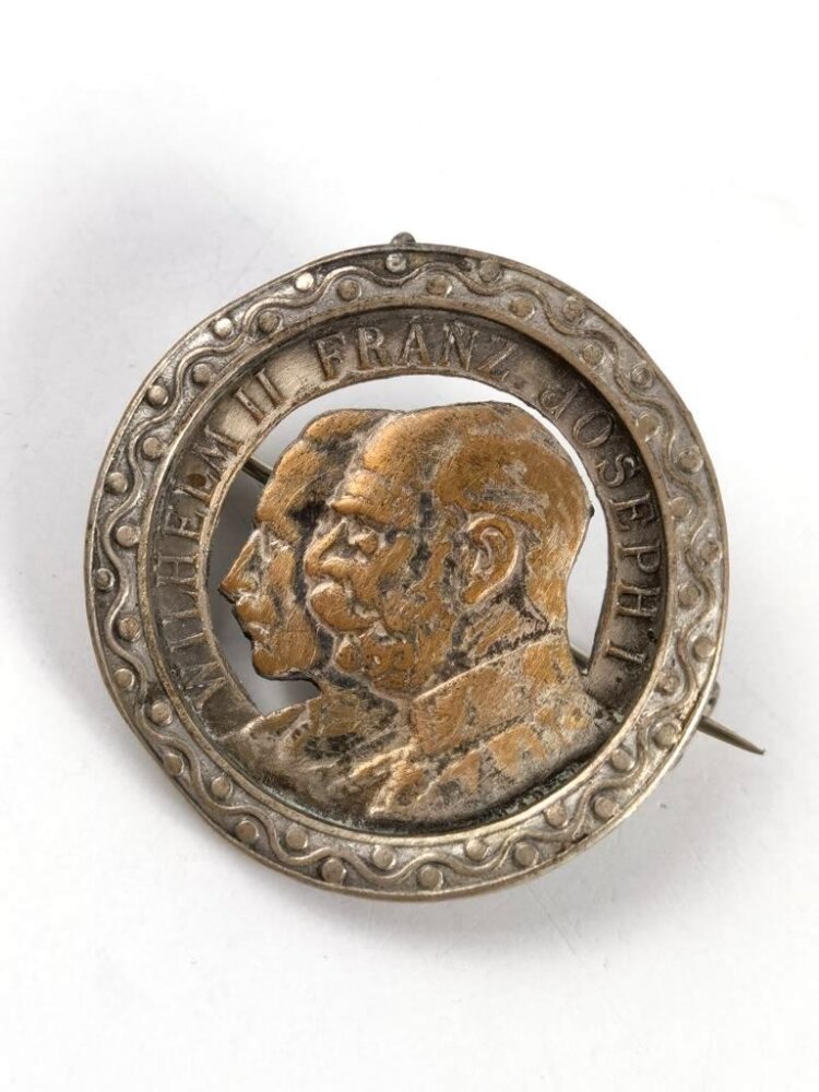 Patriotische Brosche Wilhelm II Franz Joseph I Durchmesser 31mm 3