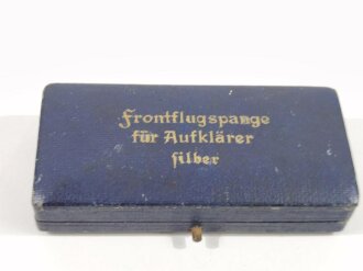 Frontflugspange für Aufklärer in silber, Buntmetal ohne Herstellermarkierung, höchstwahrscheinlich aber von  Imme & Sohn Berlin, sehr guter Zustand, im Etui