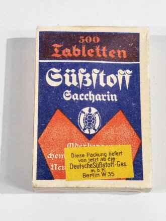 Pack "500 Tabletten Süßstoff Saccarin" ungeöffnet.