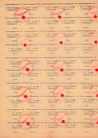Berechtigungsschein N 53 "125 Gramm Süßwaren" DIN A4