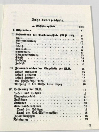 REPRODUKTION "Die Maschinenpistole 18 I.", Berlin 1938, 28 Seiten, DIN A6