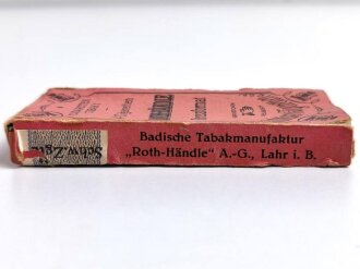 Pack "Rothhändle" Zigaretten,  Steuerbanderole mit Hakenkreuz, leere Schachtel, zusammengeklebt