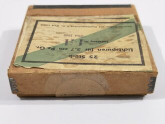 Transportkasten aus Pappe " 25 Stück Lichtspuren für 3,7cm Pz.Gr"  datiert 1940