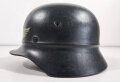 Stahlhelm Luftschutz. Zusammengehöriges Stück, Originallack, entnazifiziert