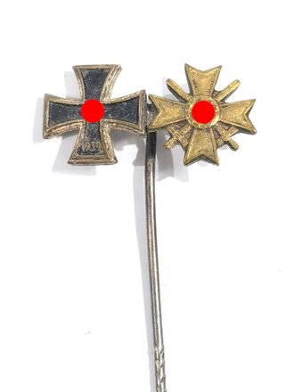 Miniatur 9 mm Eisernes Kreuz und Kriegsverdienstkreuz mit...