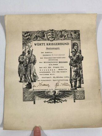 Württemberg, 2 Schützenurkunden von 1928 und 1934