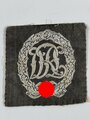 Stoffabzeichen DRL Deutsches Reichs Sportabzeichen in Silber, getragenes Stück