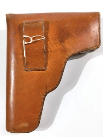 Pistolentasche für Model 27, braunes Leder, getragenes Stück. Gesamthöhe 17cm