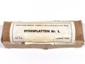 100 Paar Stossplatten für Stiefel und Halbschuhe, Lieferjahr 1943. Originalverpackt, ca 4 cm breit. Hersteller Munitionsfabriken Prag