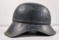 Stahlhelm Luftschutz, ungereinigtes Stück, der Kinnriemen aus Ersatzmaterial