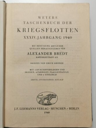 "Taschenbuch der Kriegsflotten 1940", ca. 500...