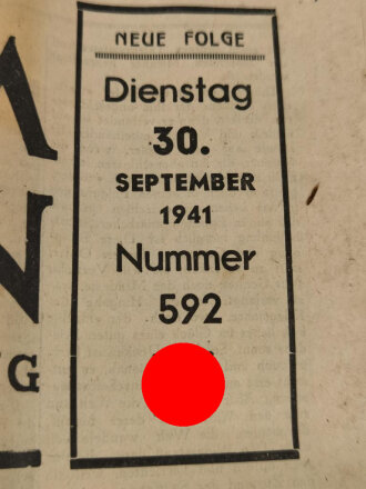 Wacht im Südosten, Deutsche Soldatenzeitung, 4 Seiten, Nummer 592, Ausgabe 30. Sept. 1941