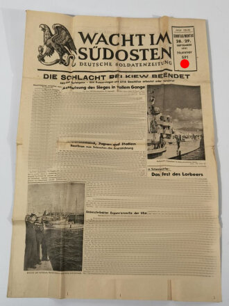 Wacht im Südosten, Deutsche Soldatenzeitung, 4 Seiten, Nummer 591, Ausgabe 28./29. Sept. 1941