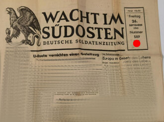 Wacht im Südosten, Deutsche Soldatenzeitung, 4 Seiten, Nummer 589, Ausgabe 26. Sept. 1941