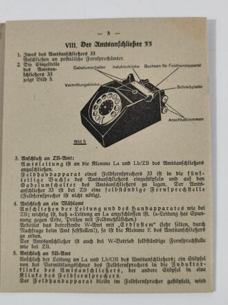 Ausbildungstafeln für das Nachrichtenwesen " V Feldfernsprecher 33 und Amtsanschliesser 33""