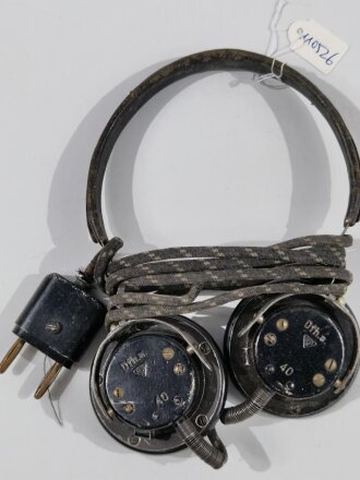 Doppelfernhörer a der Wehrmacht, datiert 1940, Kabel ergänzt, Funktion nicht geprüft