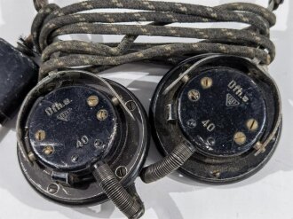 Doppelfernhörer a der Wehrmacht, datiert 1940, Kabel ergänzt, Funktion nicht geprüft