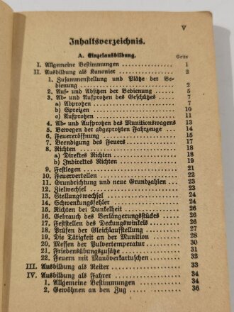 Ausbildungsvorschrift für die Artillerie, 1942, 228 Seiten, DIN A6, gebraucht