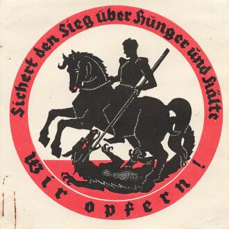 Winterhilfswerk des deutschen Volkes, Türplakette März 1934, Breite 100mm, Rückseitig Klebereste