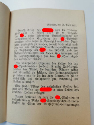 Der Weg zum SA-Sportabzeichen - Ausführungs und Prüfungsbestimmungen, Ausgabe 1938, 58 Seiten, DIN A6