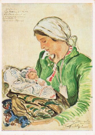 Willrichkarte "Jungbäuerin mit Kind aus Galizien"