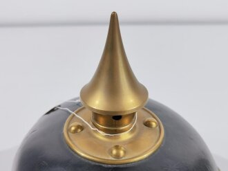 Preussen, Pickelhaube für Mannschaften, Kammerstück des Infanterie Regiment 75 von 1896. In allen Teilen originales Stück