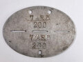 Erkennungsmarke Wehrmacht aus Aluminium eines Angehörigen " 7 AR.5 200 " 7. Artillerie- Regiment 5