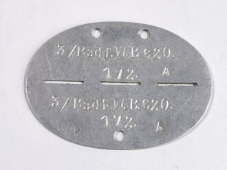 Erkennungsmarke Wehrmacht aus Aluminium eines Angehörigen " 3/Radf.W.B.620 " 3. Radfahr Wehrmachtsbefehlshaber 620