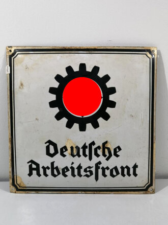 Emailleschild " Deutsche Arbeitsfront" 50 x 50cm,  alt "restauriert". Mittlerweile seltene Gelegenheit ein tatsächlich originales Schild zu kaufen