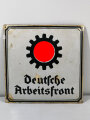 Emailleschild " Deutsche Arbeitsfront" 50 x 50cm,  alt "restauriert". Mittlerweile seltene Gelegenheit ein tatsächlich originales Schild zu kaufen