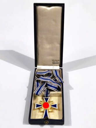 Ehrenkreuz der Deutschen Mutter ( Mutterkreuz ) in Gold mit Band im Etui, Hersteller Wilh. Deumer, Lüdenscheid, Etui schließt etwas schwer, sonst sehr guter Zustand