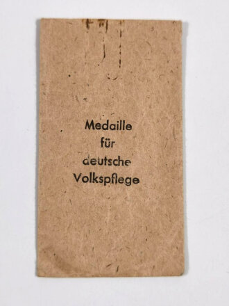 Verleihungstüte für die Medaille der deutschen Volkspflege im sehr guten Zustand, Rückseitig mit Hersteller Gebr. Godet & co, Berlin