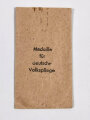 Verleihungstüte für die Medaille der deutschen Volkspflege im sehr guten Zustand, Rückseitig mit Hersteller Gebr. Godet & co, Berlin