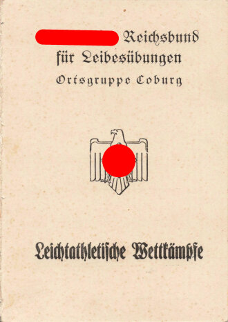 Nationalsozialistischer Reichsbund für Leibesübungen, Ortsgruppe Coburg "Leichtathletische Wettkämnpfe", datiert 1944