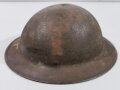 U.S. 1. Weltkrieg Stahlhelm Modell 1917. Komplett mit Innenfutter und Kinnriemen, Originallack. Größe 56