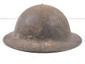 U.S. 1. Weltkrieg Stahlhelm Modell 1917. Komplett mit Innenfutter und Kinnriemen, Originallack.