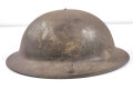 U.S. 1. Weltkrieg Stahlhelm Modell 1917. Komplett mit Innenfutter und Kinnriemen, Originallack.