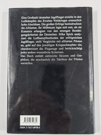 Die Jägerasse der deutschen Luftwaffe 1939 - 1945, Einsatz, Taktik und Technik, Mike Spick, 243 Seiten, DIN A4, gebraucht, aus Raucherhaushalt