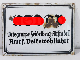 Emailschild " NSDAP Ortsgruppe Heidelberg Altstadt I, Amt für Volkswohlfahrt" 35,5 x 49,5cm