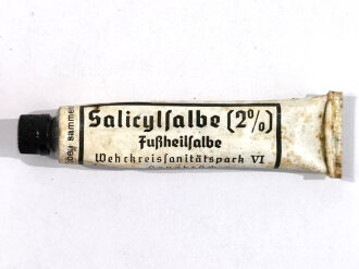 Tube "Fußheilsalbe" Wehrmacht , ungereinigt, NUR FÜR DEKOZWECKE