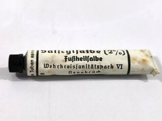 Tube "Fußheilsalbe" Wehrmacht , ungereinigt, NUR FÜR DEKOZWECKE