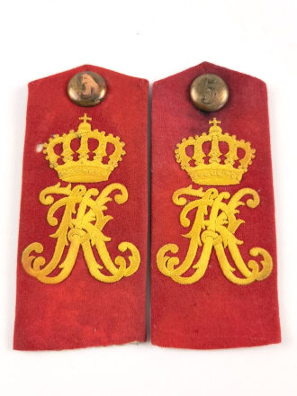 Württemberg, Paar Schulterstücke Mannschaft  für Mantel Grenadierregiment Nummer 123 , Ausführung zum Einnähen, mit 2 Knöpfen, Gesamtlänge 13,5cm