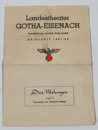 Staatliches Landestheater Gotha-Eisenach "Die Nibelungen I und II" Programmheft Spielzeit 1941/42