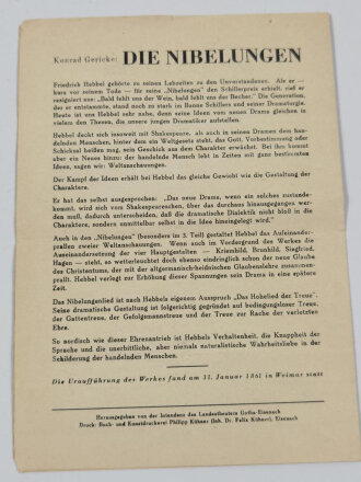 Staatliches Landestheater Gotha-Eisenach "Die Nibelungen I und II" Programmheft Spielzeit 1941/42