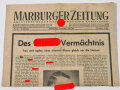 Marburger Zeitung, Amtliches Organ des steirischen Heimatbundes, Nr. 123 vom 3. Mai 1945, "Des Führeres Vermächtnis"