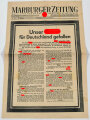 Marburger Zeitung, Amtliches Organ des steirischen Heimatbundes, Nr. 122/a vom  2. Mai 1945, "Unser Führer für Deutschland gefallen"