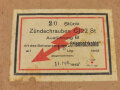 Transportkasten aus Pappe für "20 Stück Zündschrauben C/22 St", datiert 1942