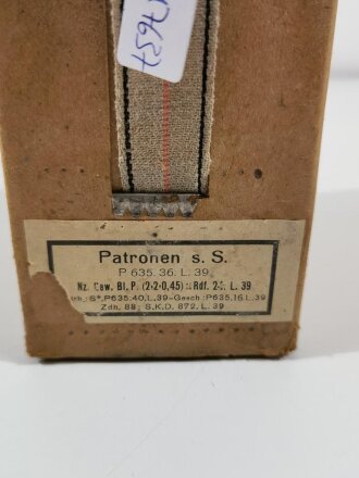 Pappkasten für 300 Schuss Munition 8x 57 ( für K98 ) . 20 Pappschachteln enthalten, alles zusammengehörig. OHNE Inhalt - Complete matching set for 300 K98 rounds, ONLY EMPTY BOXES