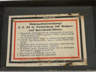 Transportkasten "15 Stück Zug-Zünder 35" datiert 1938